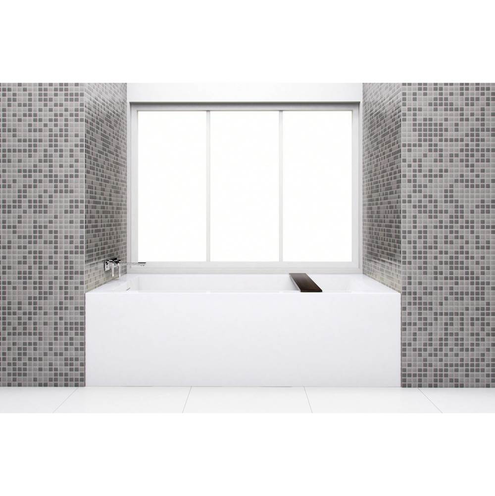 Wet Style BC1202-L-WHNT Cube Bath 66 X 32 X 19.75 - 1 Wall - L Hand Drain - Built In Nt O/F Wh Drain