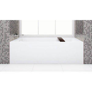Wet Style BC1205-R-BNNT Cube Bath 66 X 32 X 19.75 - 2 Walls - R Hand Drain - Built In Nt O/F Bn Drain