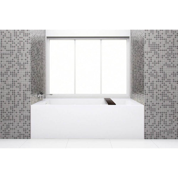 Wet Style BC1405-L-WHNT Cube Bath 60 X 30 X 18 - 2 Walls - L Hand Drain - Built In Nt O/F Wh Drain