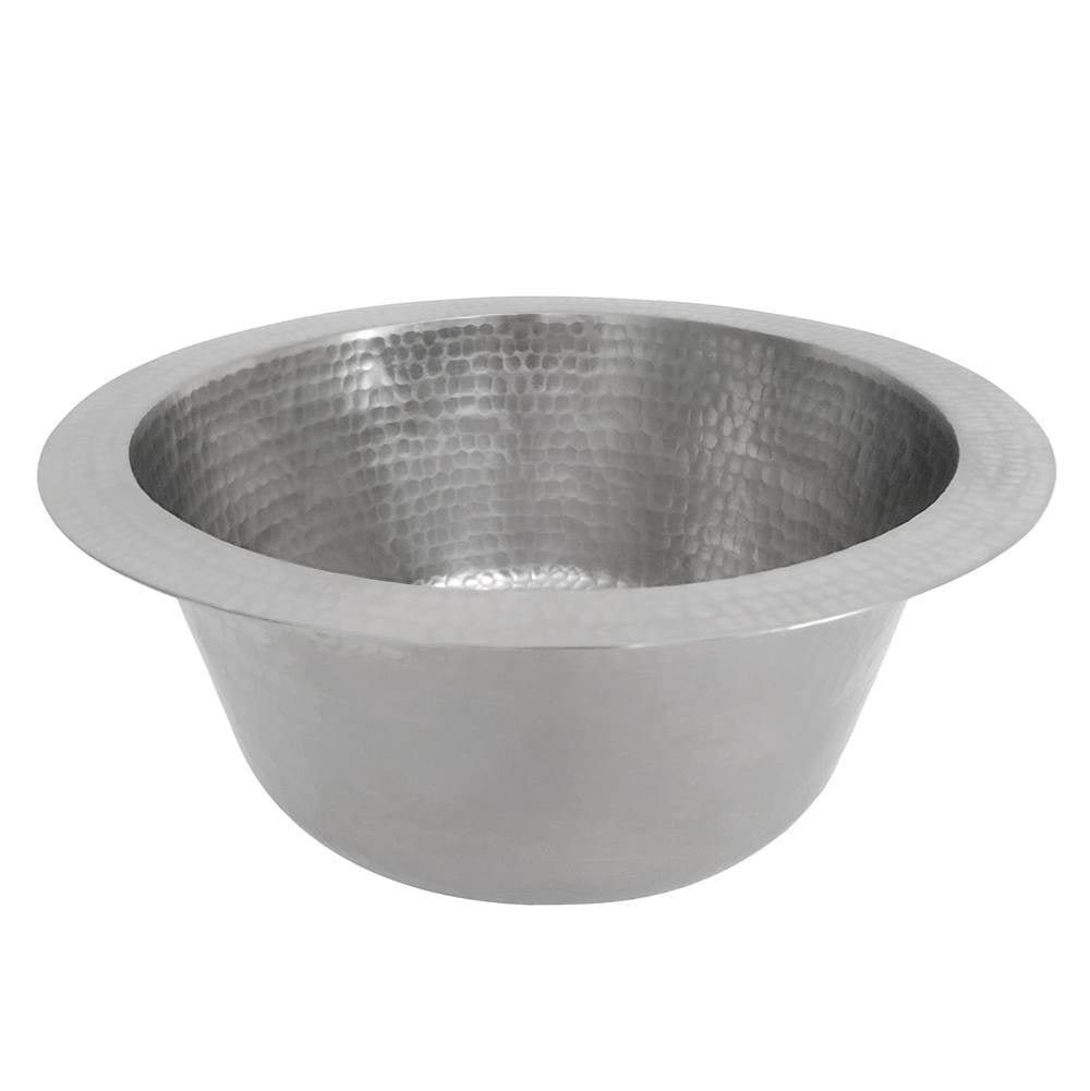 Premier Copper Products BR12EN2 12" Round Hammered Copper Bar Sink w/ 2" Drain Opening in Nickel