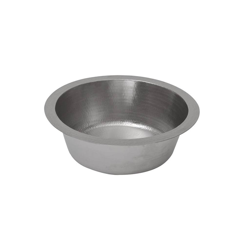 Premier Copper Products BR14EN2 14" Round Hammered Copper Bar Sink in Nickel w/ 2" Drain Opening