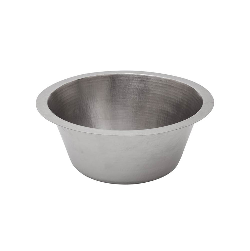 Premier Copper Products BR16EN2 16" Round Hammered Copper Bar Sink in Nickel w/ 2" Drain Opening