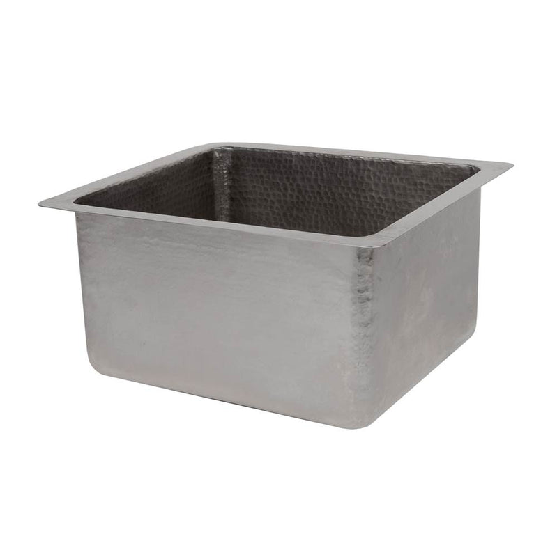 Premier Copper Products BREC16EN 16" Gourmet Rectangular Hammered Copper Bar/Prep Sink in Nickel