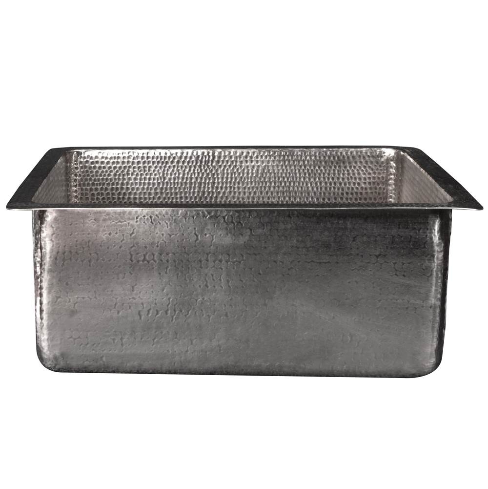Premier Copper Products BREC20EN 20" Rectangle Hammered Copper Kitchen/Bar/Prep Single Basin Sink in Nickel
