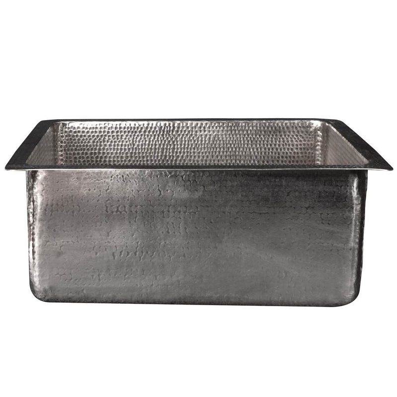 Premier Copper Products BREC20EN 20" Rectangle Hammered Copper Kitchen/Bar/Prep Single Basin Sink in Nickel