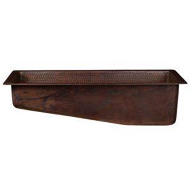 Premier Copper Products BRECSL28DB3 28" Rectangle Hammered Copper Slanted Bar/Prep Sink with 3.5" Drain Opening
