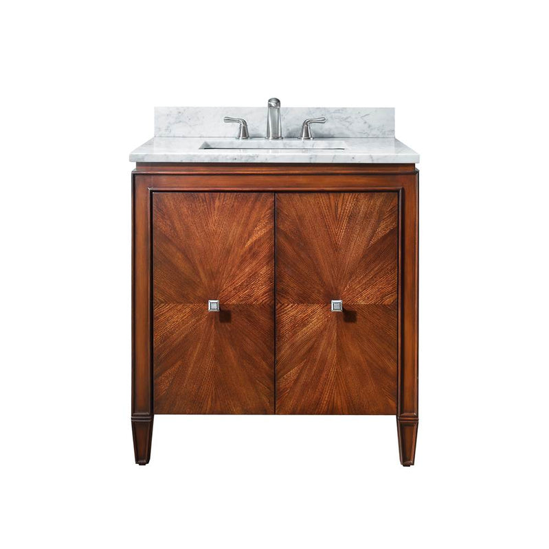 Avanity BRENTWOOD-VS31-NW-C Brentwood 31 in. Vanity in New Walnut finish with Carrara White Marble Top