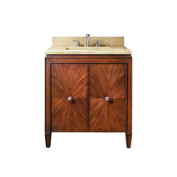 Avanity BRENTWOOD-VS31-NW-D Brentwood 31 in. Vanity in New Walnut finish with Crema Marfil Marble Top