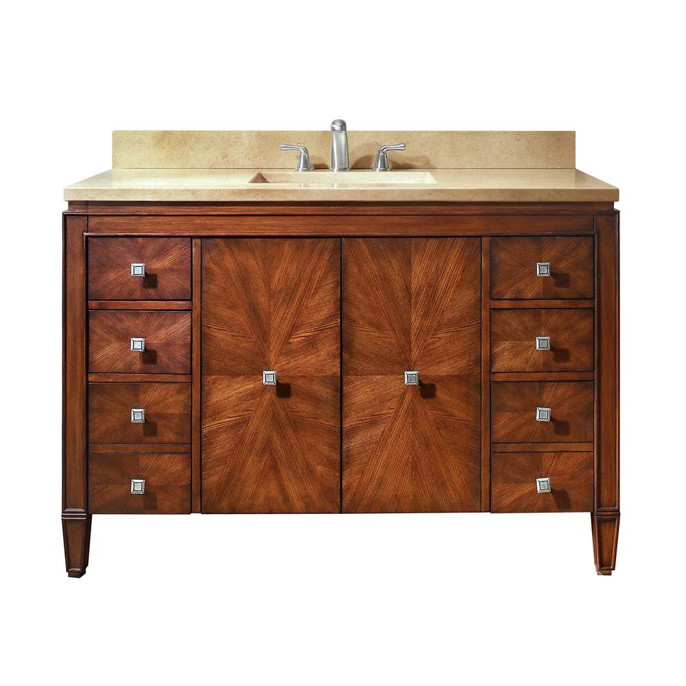 Avanity BRENTWOOD-VS49-NW-D Brentwood 49 in. Vanity in New Walnut finish with Crema Marfil Marble Top