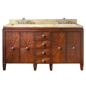 Avanity BRENTWOOD-VS61-NW-D Brentwood 61 in. Double Vanity in New Walnut finish with Crema Marfil Marble Top