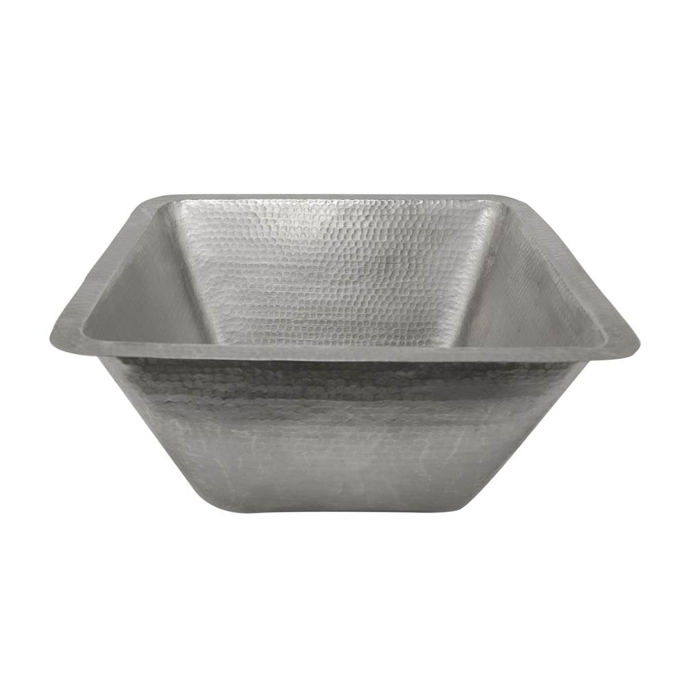 Premier Copper Products BS17EN 17" Large Square Hammered Copper Bar/Prep Sink in Nickel