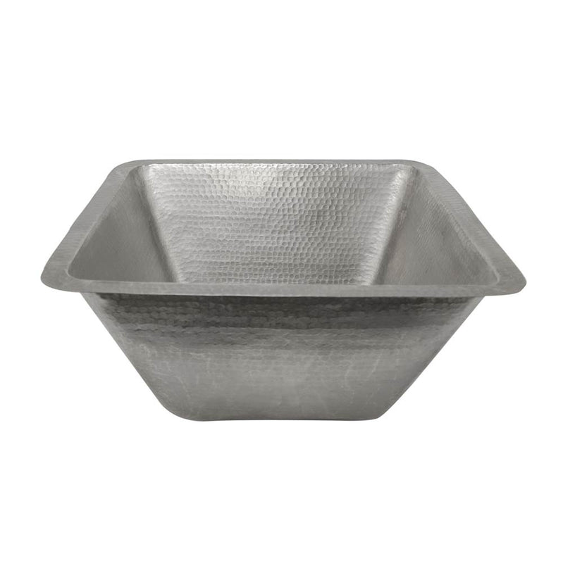 Premier Copper Products BS17EN 17" Large Square Hammered Copper Bar/Prep Sink in Nickel