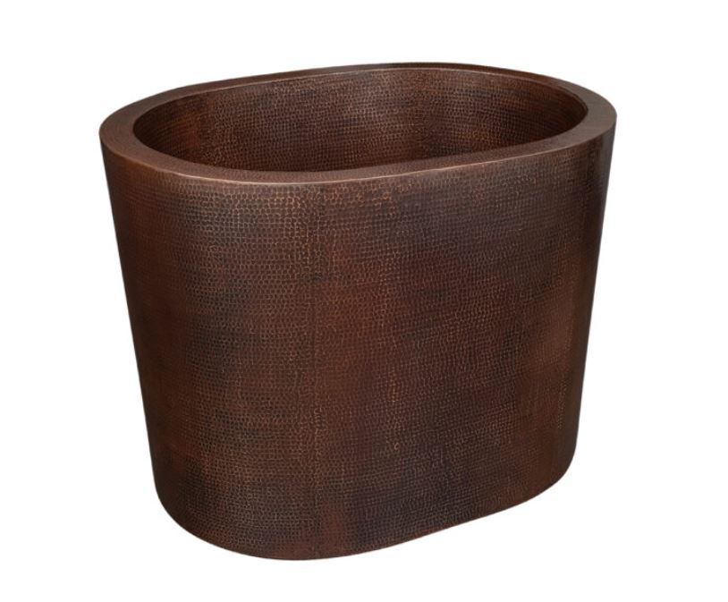 Premier Copper Products BTO48DB 48" Hammered Copper Oval Japanese Soaking Tub