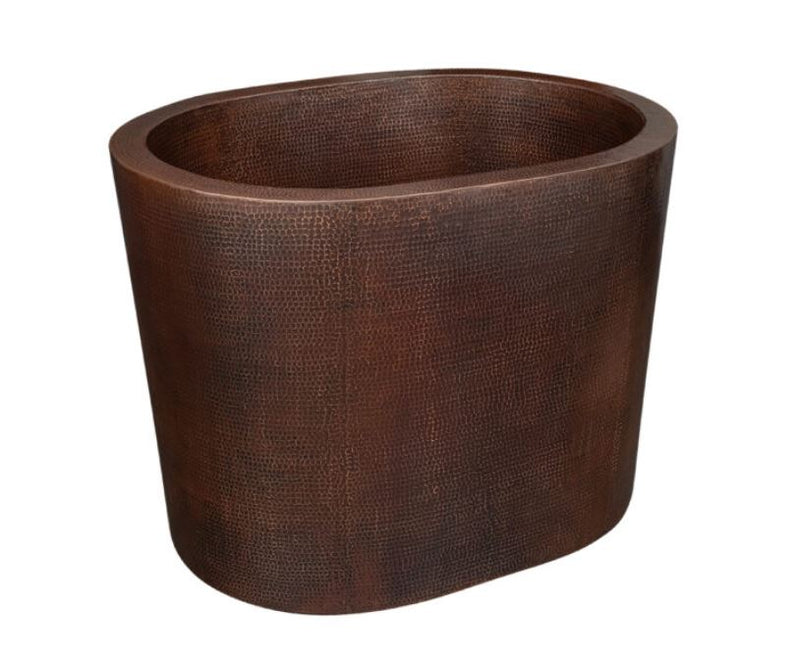 Premier Copper Products BTO48DB 48" Hammered Copper Oval Japanese Soaking Tub
