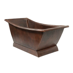 Premier Copper Products BTSC67DB 67" Hammered Copper Canoa Single Slipper Bathtub