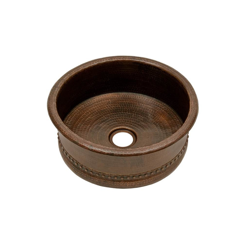 Premier Copper Products BV15DB2 15" Round Bar Vessel Tub Sink w/ 2" Drain Opening
