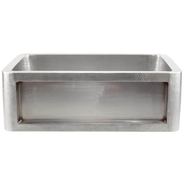 Linkasink C070-30 SS Hammered Inset Apron Front Hammered Farm House Kitchen Sink - ( Does Not Include Panel) - Satin Stainless Steel