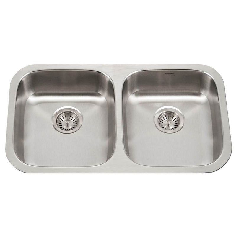 Hamat CADA-3218DU-5-20 ADA Undermount 50/50 Double Bowl Stainless Steel Sink