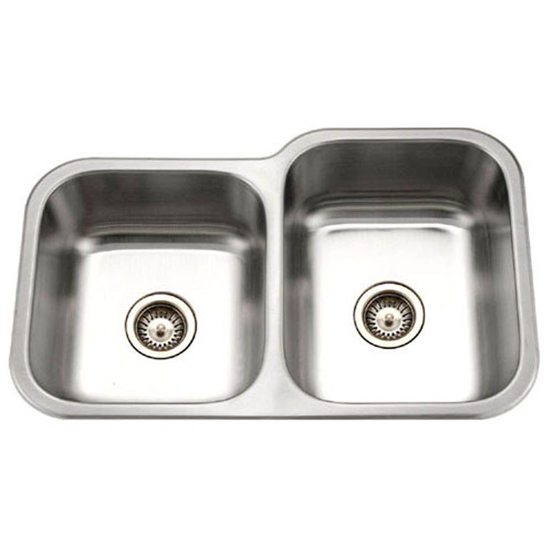 Hamat CLA-3221DL-1 Undermount Stainless Steel 40/60 Double Bowl Kitchen Sink, Small Bowl Left