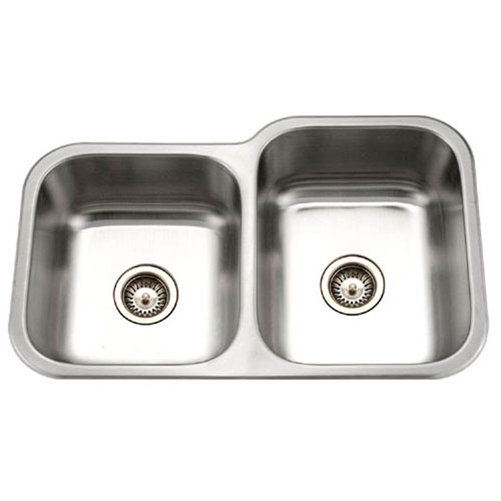 Hamat CLA-3221DL-20 Undermount Stainless Steel 40/60 Double Bowl Kitchen Sink, Small Bowl Left
