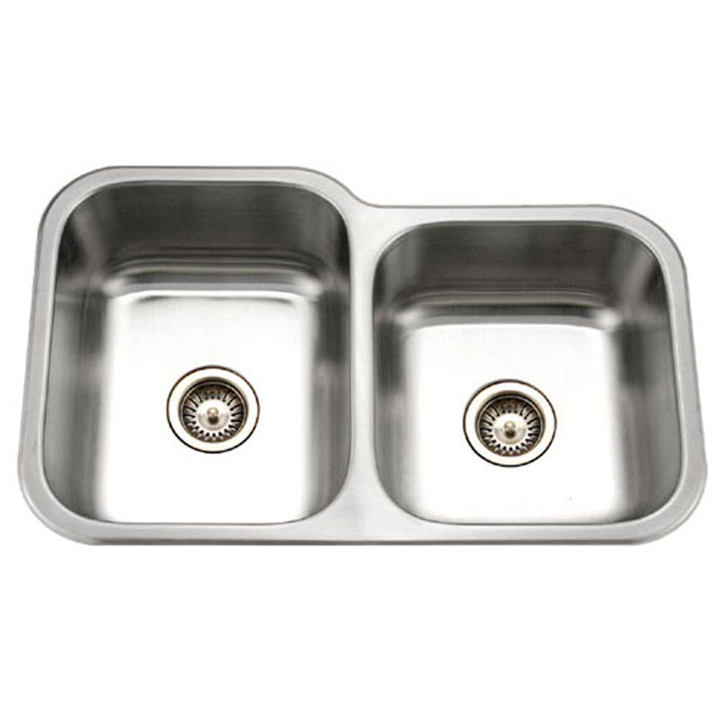 Hamat CLA-3221DR-20 Undermount Stainless Steel 60/40 Double Bowl Kitchen Sink, Small Bowl Right