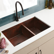 Load image into Gallery viewer, Native Trails CPK275 Cocina Duet 33&quot; Undermount Copper Kitchen Sink Antique Copper