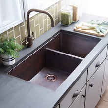 Load image into Gallery viewer, Native Trails CPK277 Cocina Duet Pro 40&quot; Undermount Copper Kitchen Sink Antique Copper