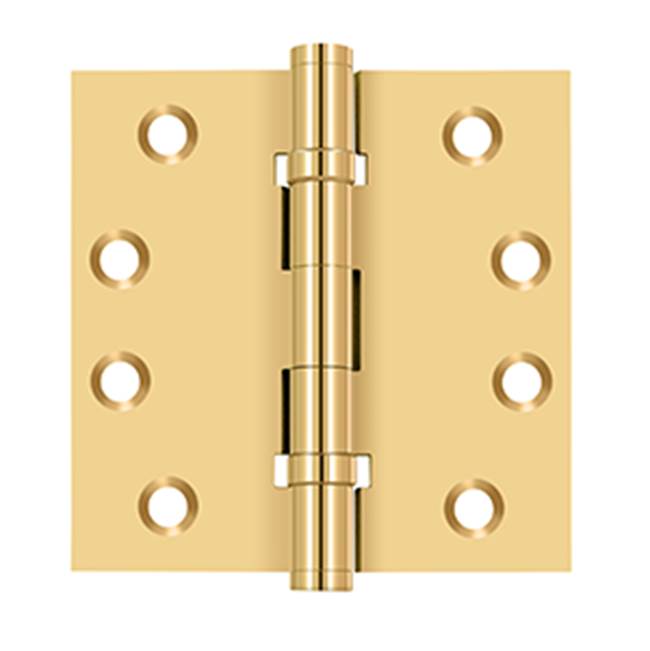 Deltana CSB44BB 4 x 4 Square Hinges, Ball Bearings - PVD Polished Brass