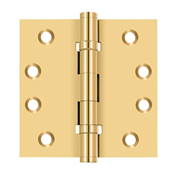 Deltana CSB44BB 4 x 4 Square Hinges, Ball Bearings - PVD Polished Brass