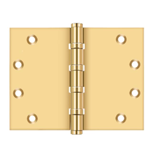Deltana CSB4560BB 4-1/2 x 6 Square Corner Hinge, Ball Bearing - PVD Polished Brass