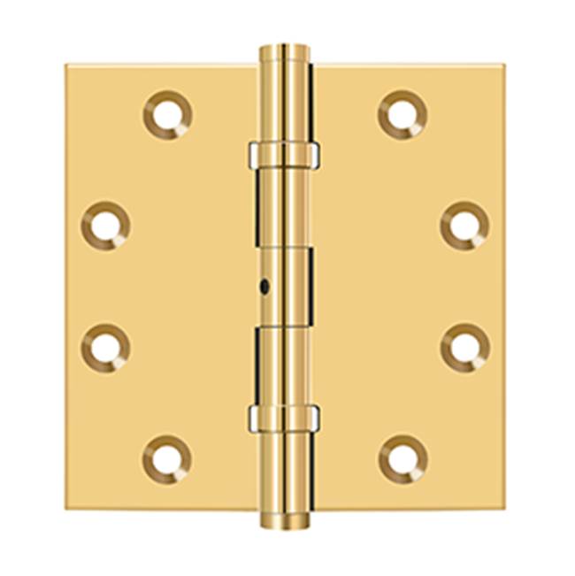 Deltana CSB45BN 4-1/2 x 4-1/2 Square Hinges, Ball Bearings - PVD Polished Brass