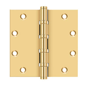 Deltana CSB55BB 5 x 5 Square Hinges, Ball Bearings - PVD Polished Brass