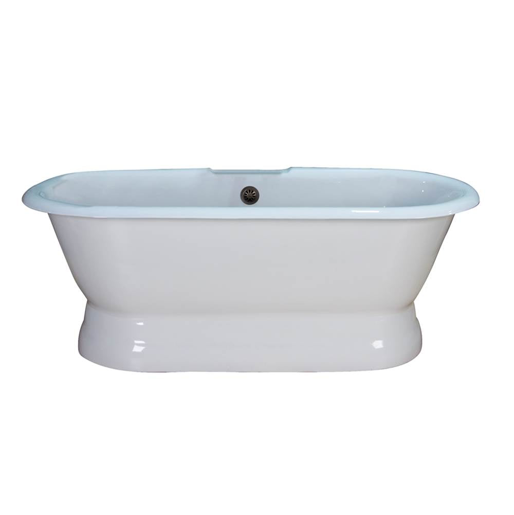 Barclay CTDRNB-WH Duet Cast Iron Double Roll Top With base 67 No Holes  - White