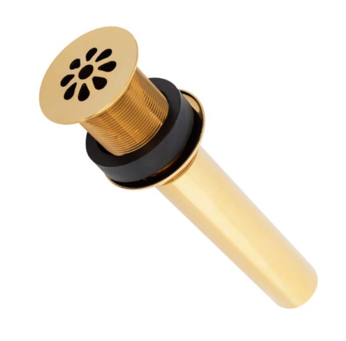 Premier Copper Products D-207PB 1.5" Non-Overflow Grid Bathroom Sink Drain - Polished Brass