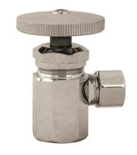 Load image into Gallery viewer, Westbrass D103 Round Handle Angle Stop Shut Off Valve 1/2-Inch IPS Inlet with 3/8-Inch Compression Outlet