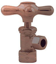 Load image into Gallery viewer, Westbrass D105X Cross Handle Angle Stop Shut Off Valve 1/2-Inch Copper Pipe Inlet with 3/8-Inch Compression Outlet