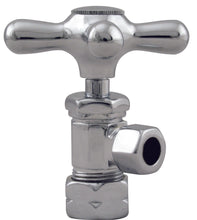 Load image into Gallery viewer, Westbrass D105X Cross Handle Angle Stop Shut Off Valve 1/2-Inch Copper Pipe Inlet with 3/8-Inch Compression Outlet