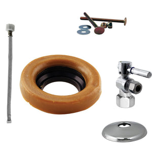 Westbrass D1613TBL Toilet Kit with 1/4-Turn 1/2 in IPS Stop and Wax Ring - Lever Handle