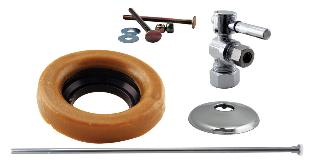 Westbrass D1614TBL Toilet Kit with 1/4-Turn nom comp Stop and Wax Ring - Lever Handle