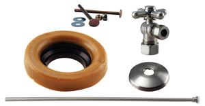 Westbrass D1614TBX Toilet Kit with 1/4-Turn nom comp Stop and Wax Ring - Lever Handle