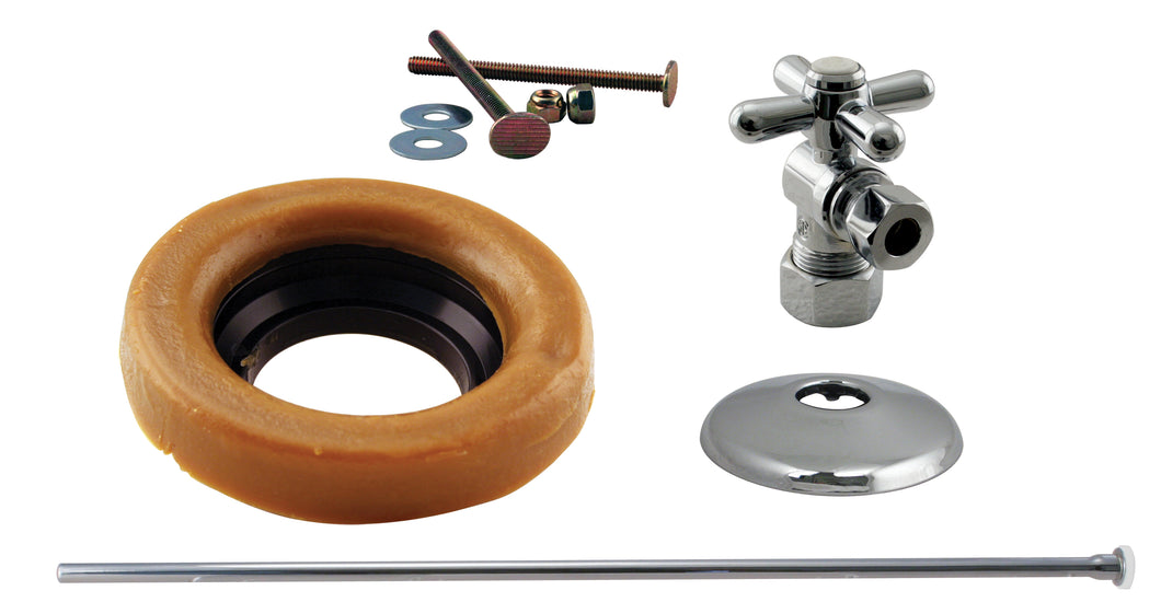 Westbrass D1614TBX Toilet Kit with 1/4-Turn nom comp Stop and Wax Ring - Lever Handle