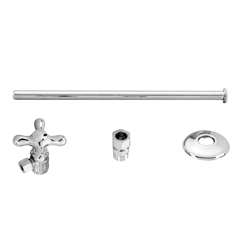 Westbrass D1812T Toilet Kit with Stop and Flat Head Riser - Cross Handle