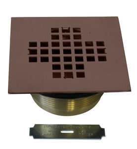 Westbrass D206BS 2 in. Brass Shower Drain with 4-1/4 in. Square Cover