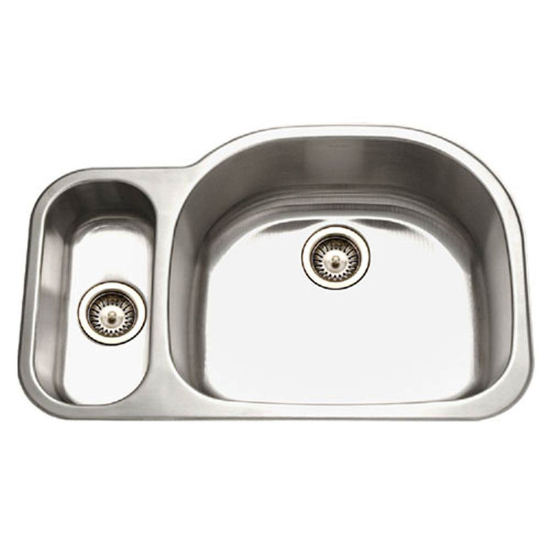 Hamat DES-3221DL-1 Undermount Stainless Steel 20/80 Double Bowl Kitchen Sink, Small Bowl Left