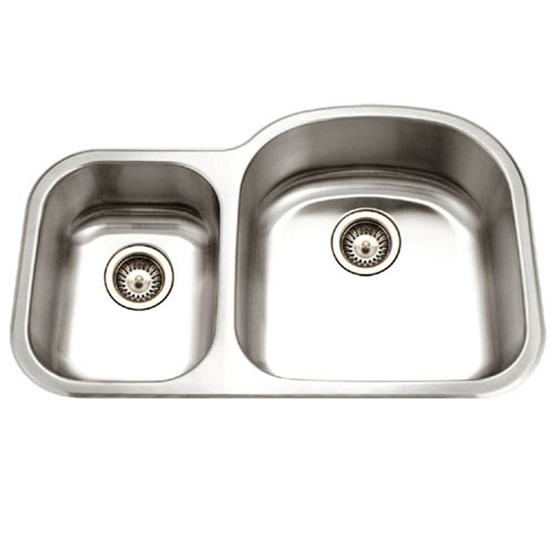 Hamat DES-3322DL-1 Undermount Stainless Steel 30/70 Double Bowl Kitchen Sink, Small Bowl Left