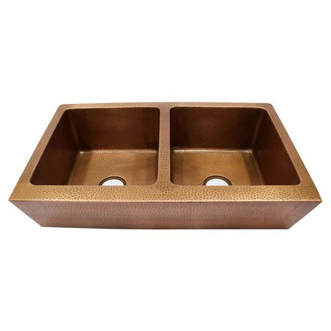 Barclay FSCDB3570-AC Grecia 36 Farmhouse Kitchen Sink Double Bowl  - Antique Copper