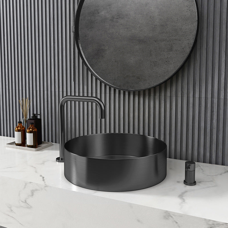 Eden Bath EB_SS001BK Round 15-in Stainless Steel Vessel Sink in Black with Drain