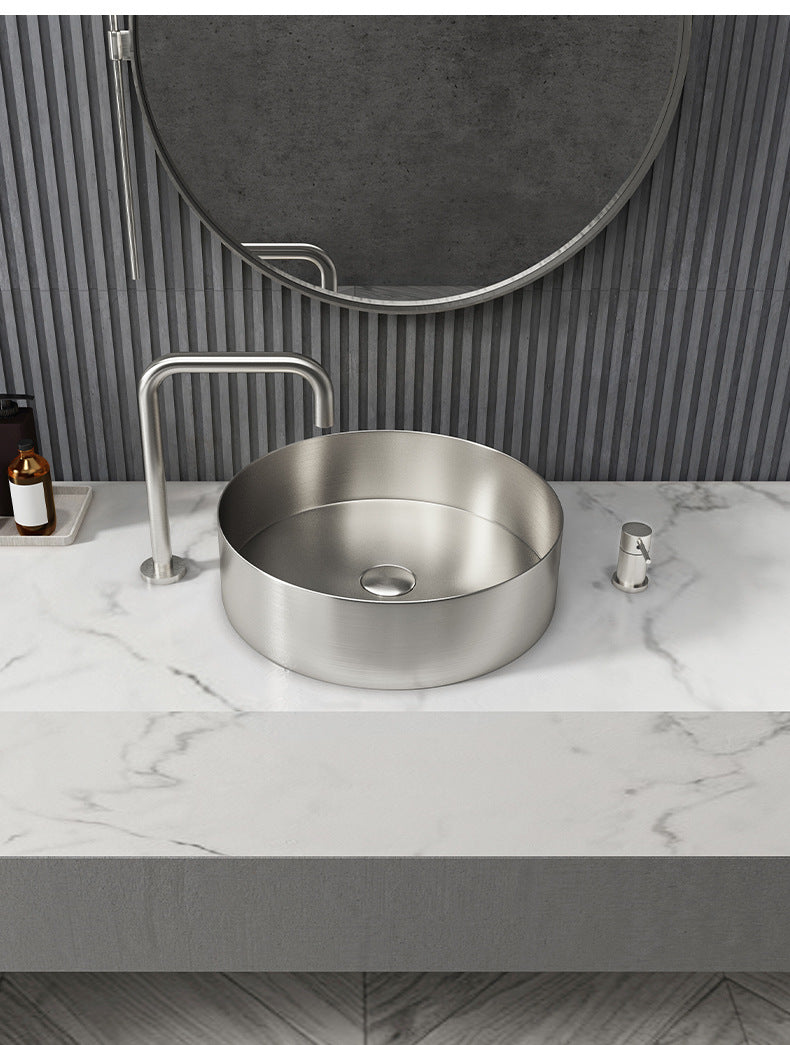 Eden Bath EB_SS001SV Round 15-in Stainless Steel Vessel Sink in Silver with Drain