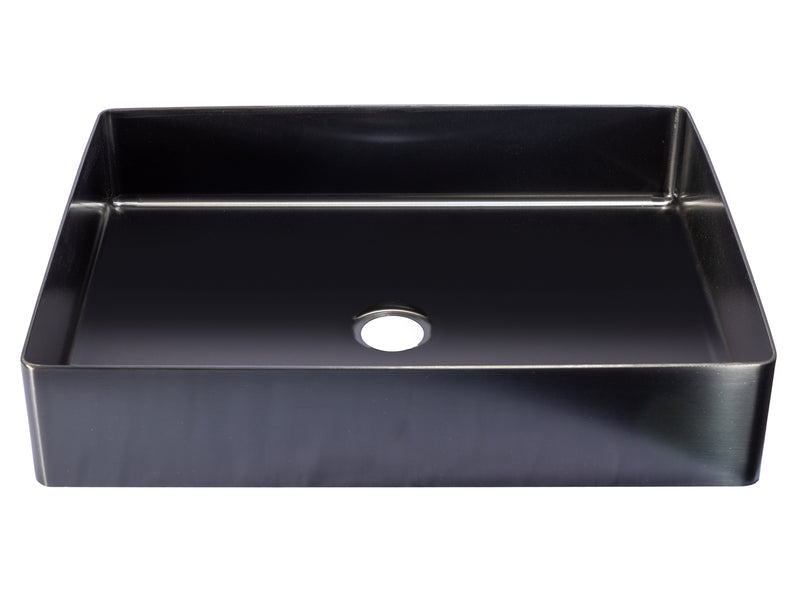 Eden Bath EB_SS002BK Rectangular 18.9 x 14.6-in Stainless Steel Vessel Sink in Black with Drain