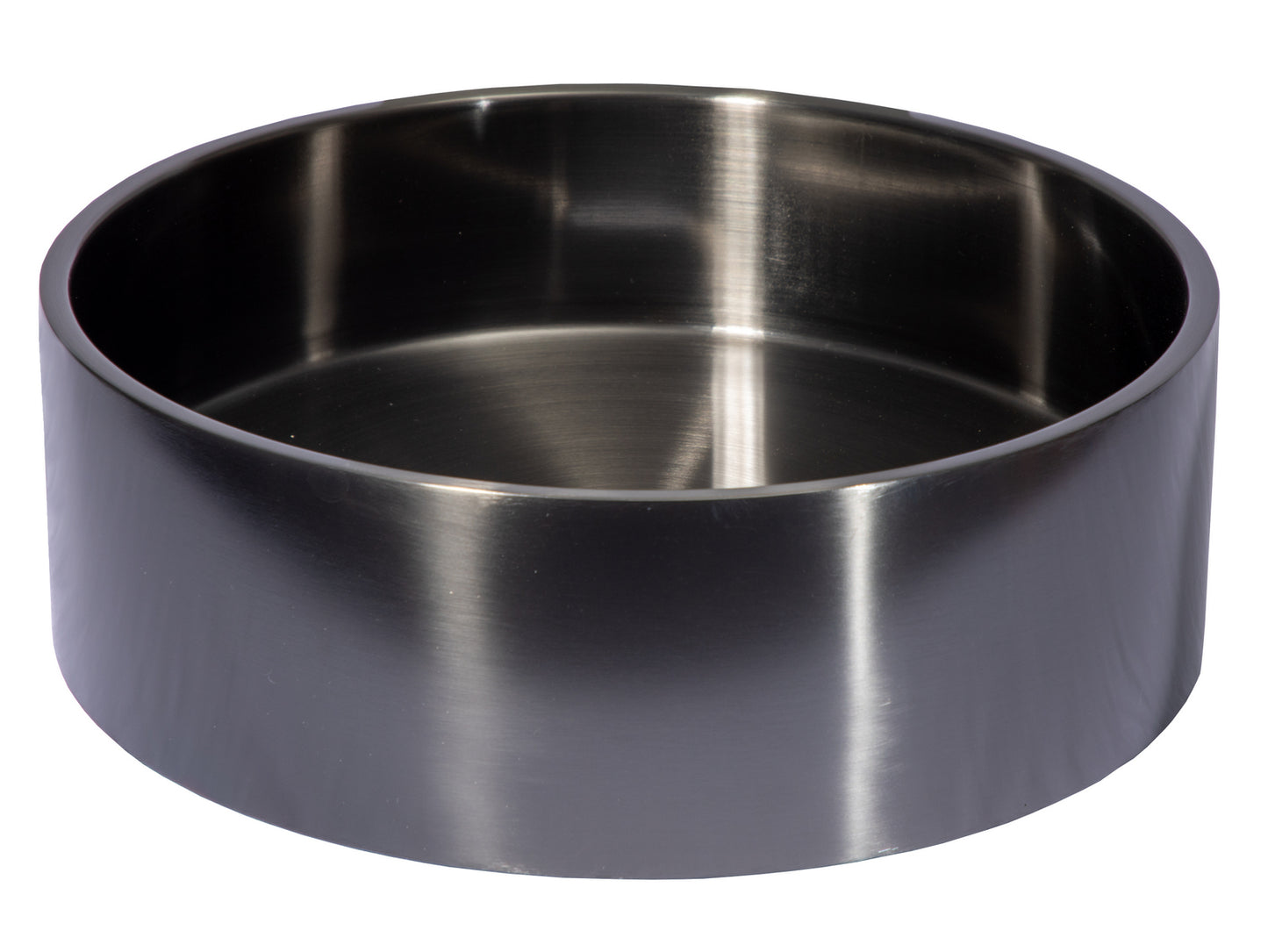 Eden Bath EB_SS003BK Round 15.75-in Stainless Steel Vessel Sink with Rim in Black with Drain